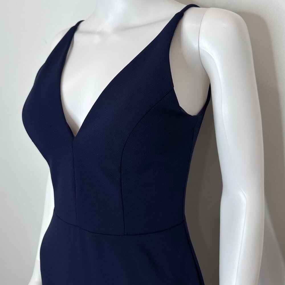 Anthropologie BHLDN Tatum V-Neck Crepe Gown Maxi Dress in Navy Women's Size 6 - Picture 4 of 16